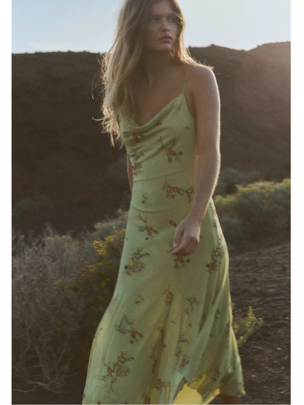 Zara NWT printed tulle midi dress green floral 5039/123